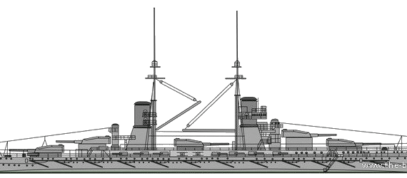 Ship RN Conte di Cavour [Battleship] (1911) - drawings, dimensions, pictures